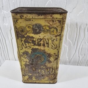 Vintage Mustard Tin in Yellow and Brown